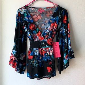 Betsey Johnson Floral Blouse (Size S)